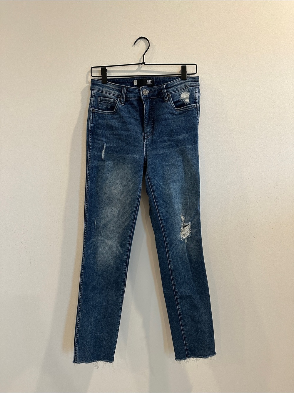 Kut from the Kloth Dark Blue Distressed Skinny Jeans